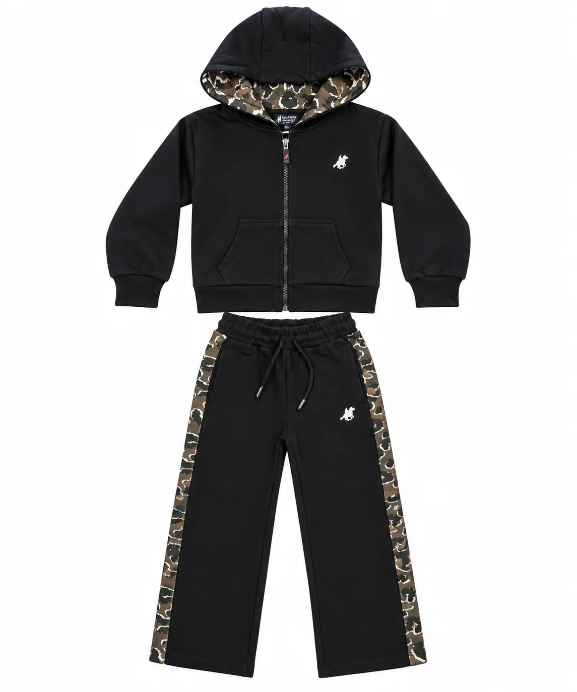 Μαύρη Φόρμα με Κάμου Μοτίβο Hoodie Mayri Forma Me Kamoy Motivo Hoodie